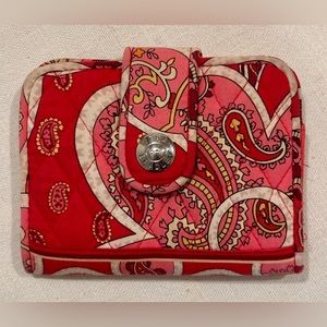 Vera Bradley Bifold Pink & Red Paisley Wallet